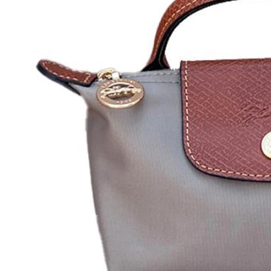Le Pliage Original Pouch with handle Turtledove Gray - Recycled canvas