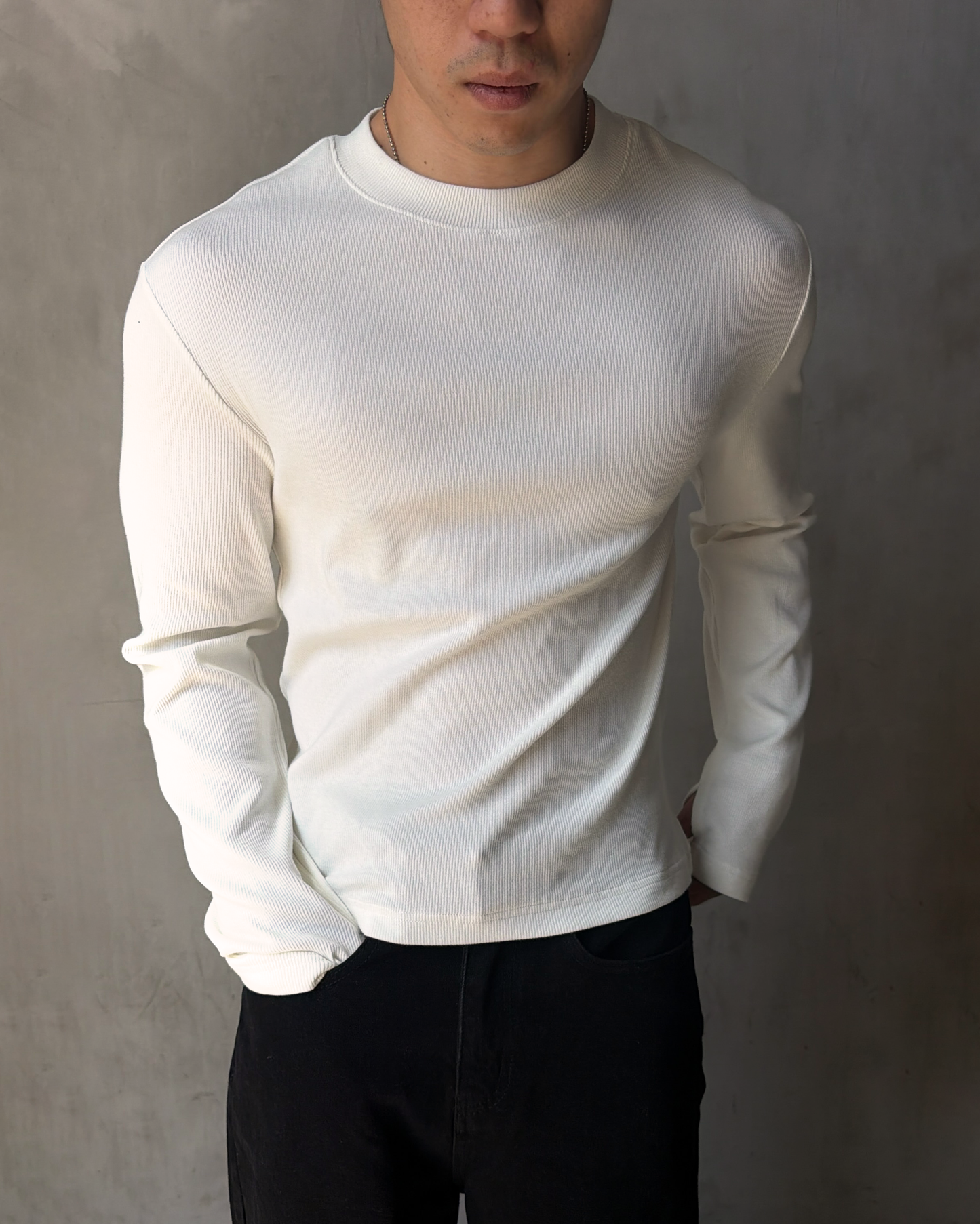 'Tandem' Cream Ribbed Long sleeve