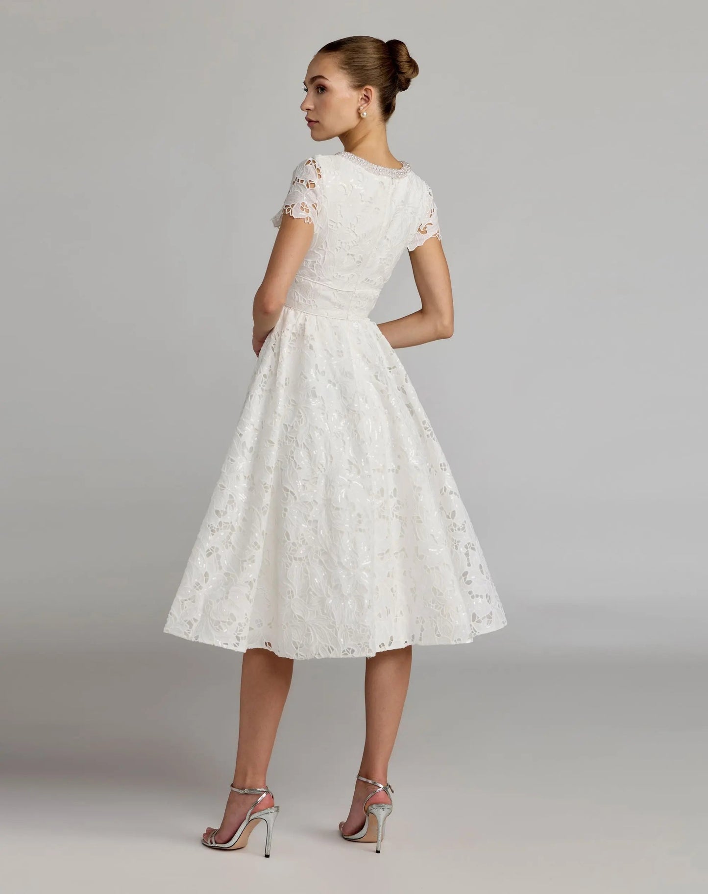 Embroidered Lace A Line Midi Dress