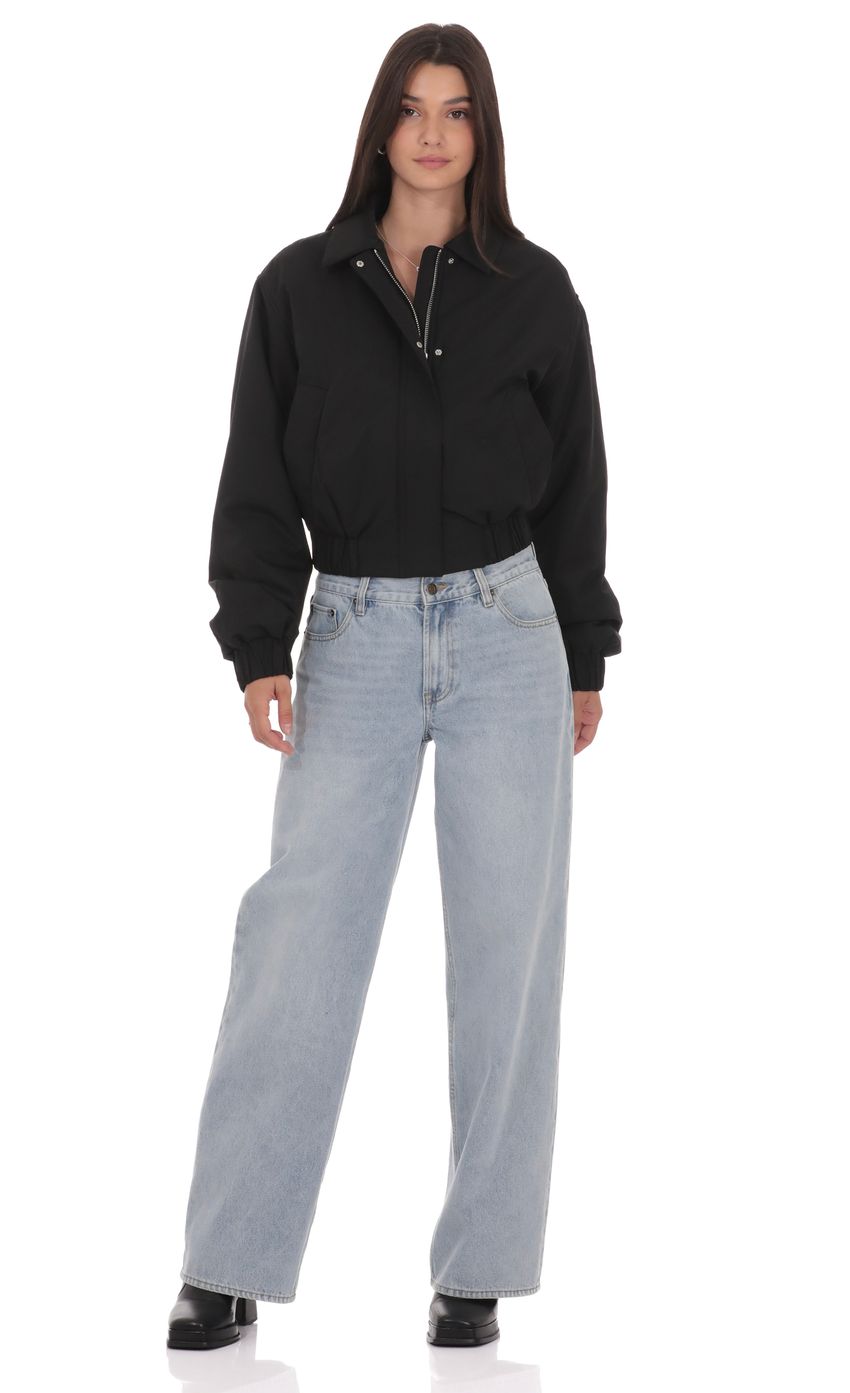 Collared Bomber Jacket in Black