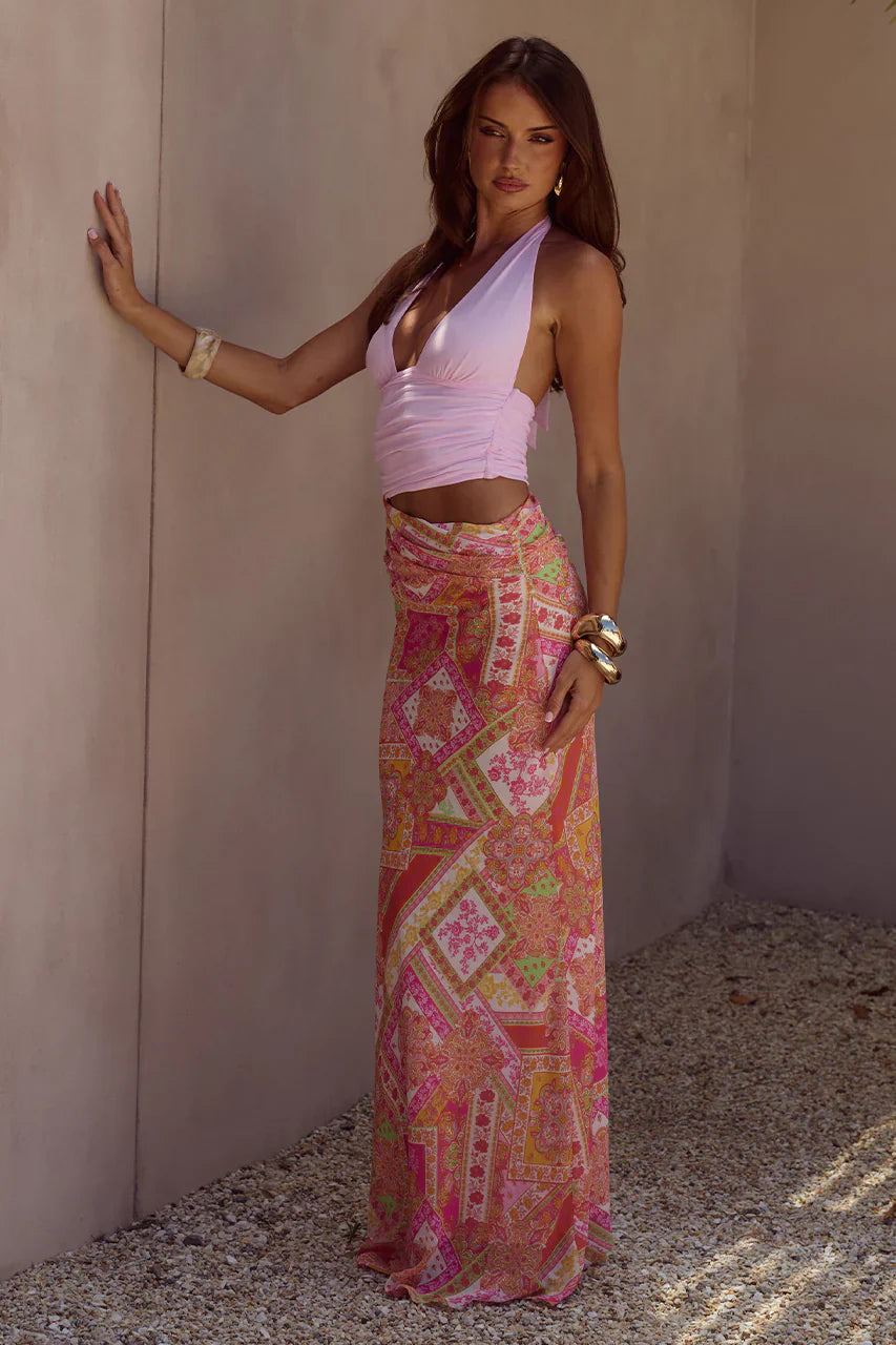 ALEXIS HALTER CUT OUT MAXI DRESS - CAVELLO PEACH