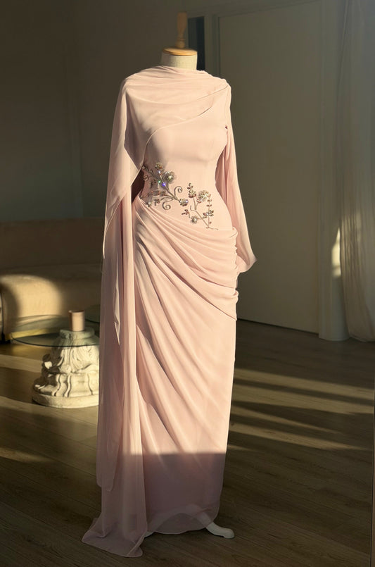 The Zehra dress burgundy soft pink