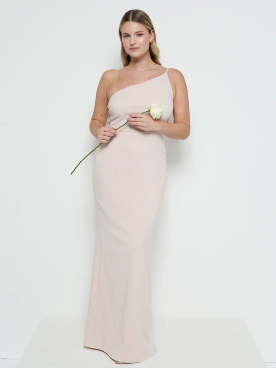 Amelia Crepe Maxi Bridesmaid Dress - Blush