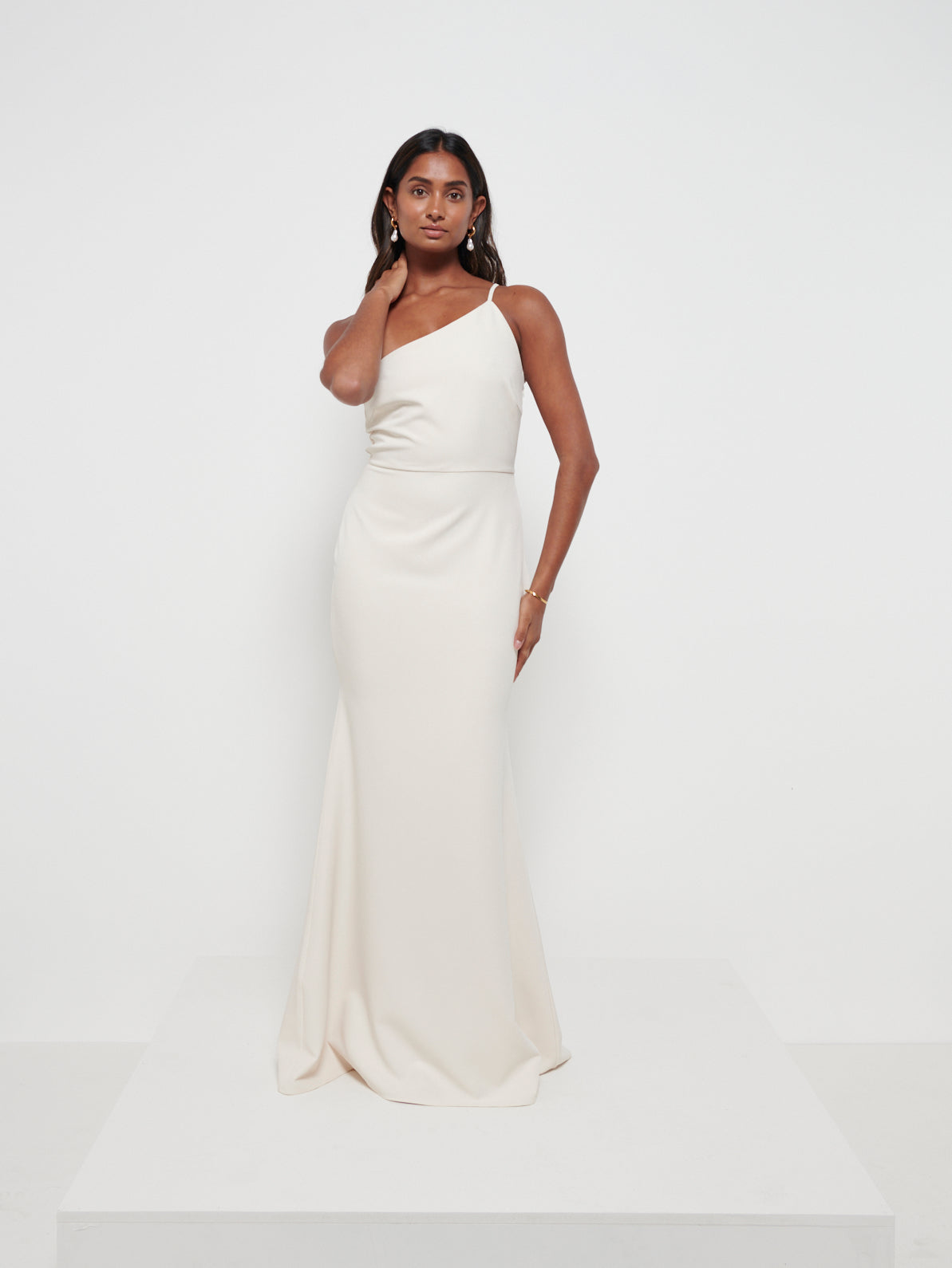 Amelia Crepe Bridesmaid Maxi Dress - Champagne