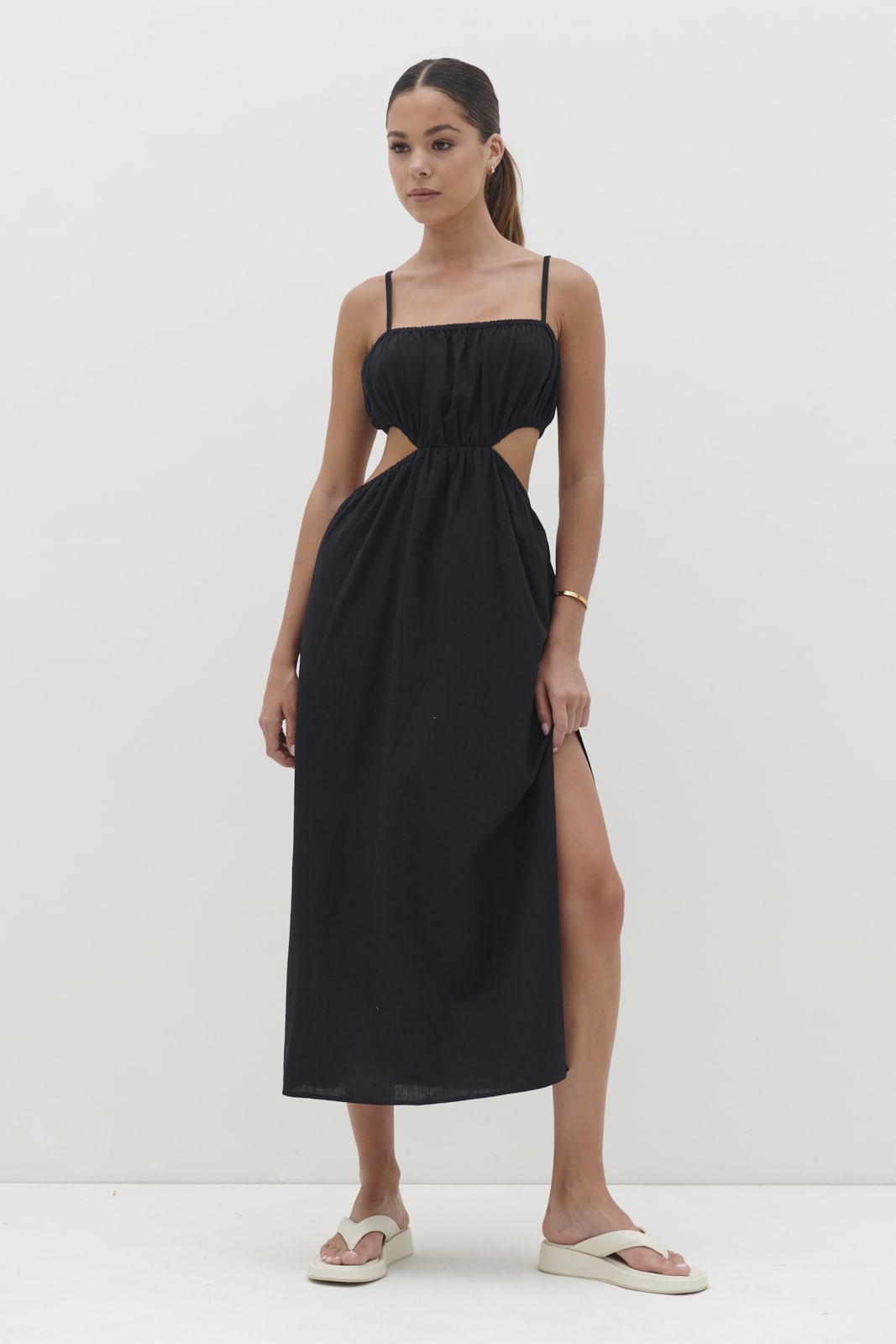 Artie Cut Out Midaxi Dress - Black