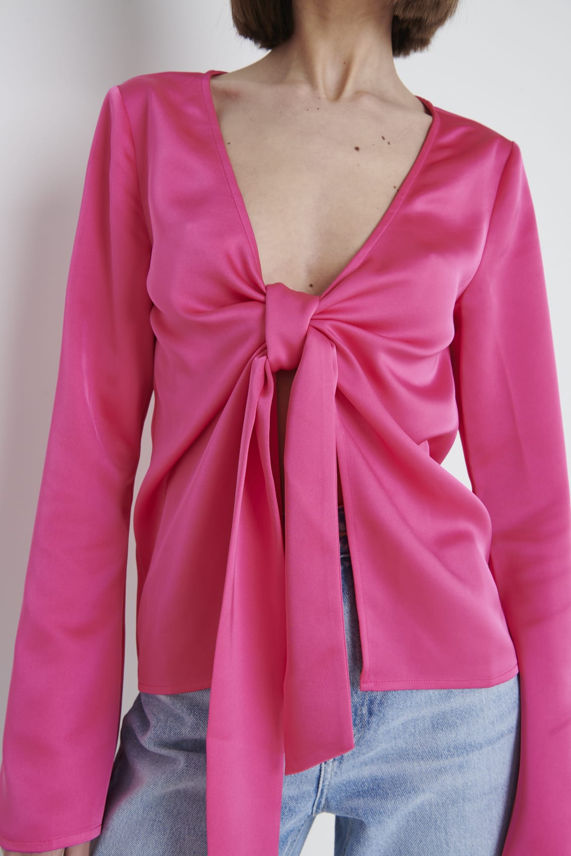 Ashley Tie Drape Top - Fuchsia