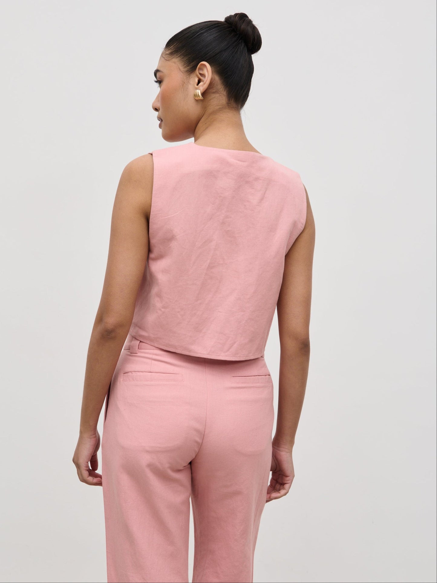 Blair Cropped Button Top - Pink