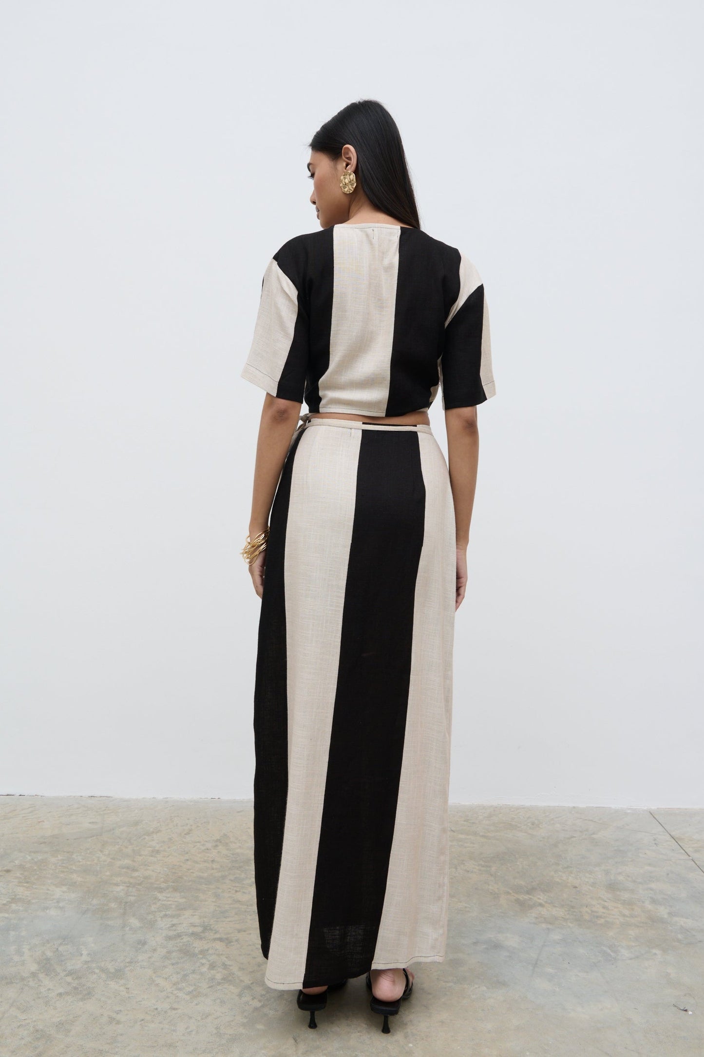 Chaya Printed Wrap Top - Cream and Black