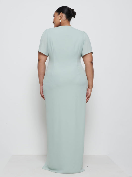 Edie Chiffon Maxi Bridesmaid Dress Curve - Sage