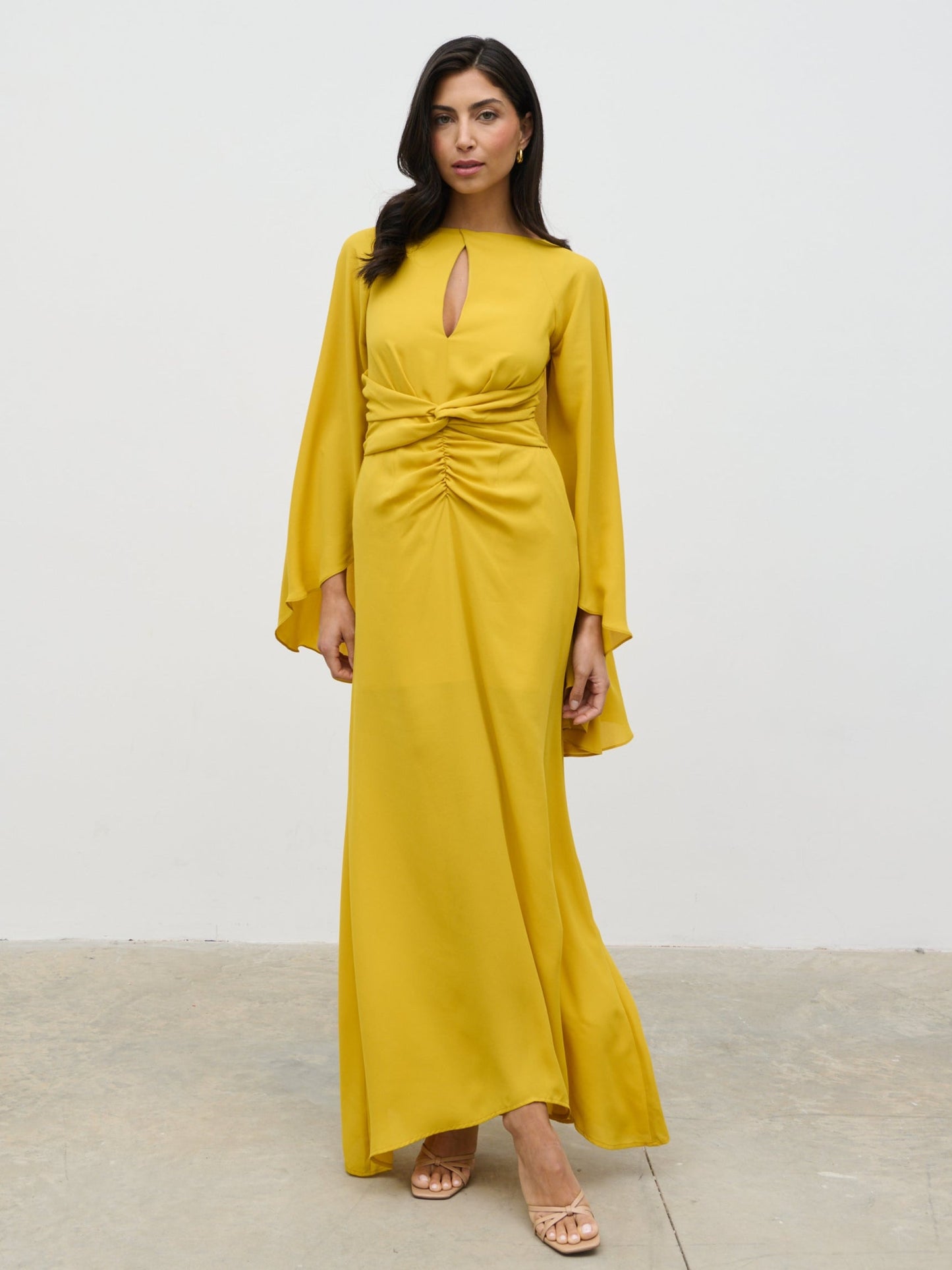 Ellison Cape Knot Maxi Dress - Yellow Ochre