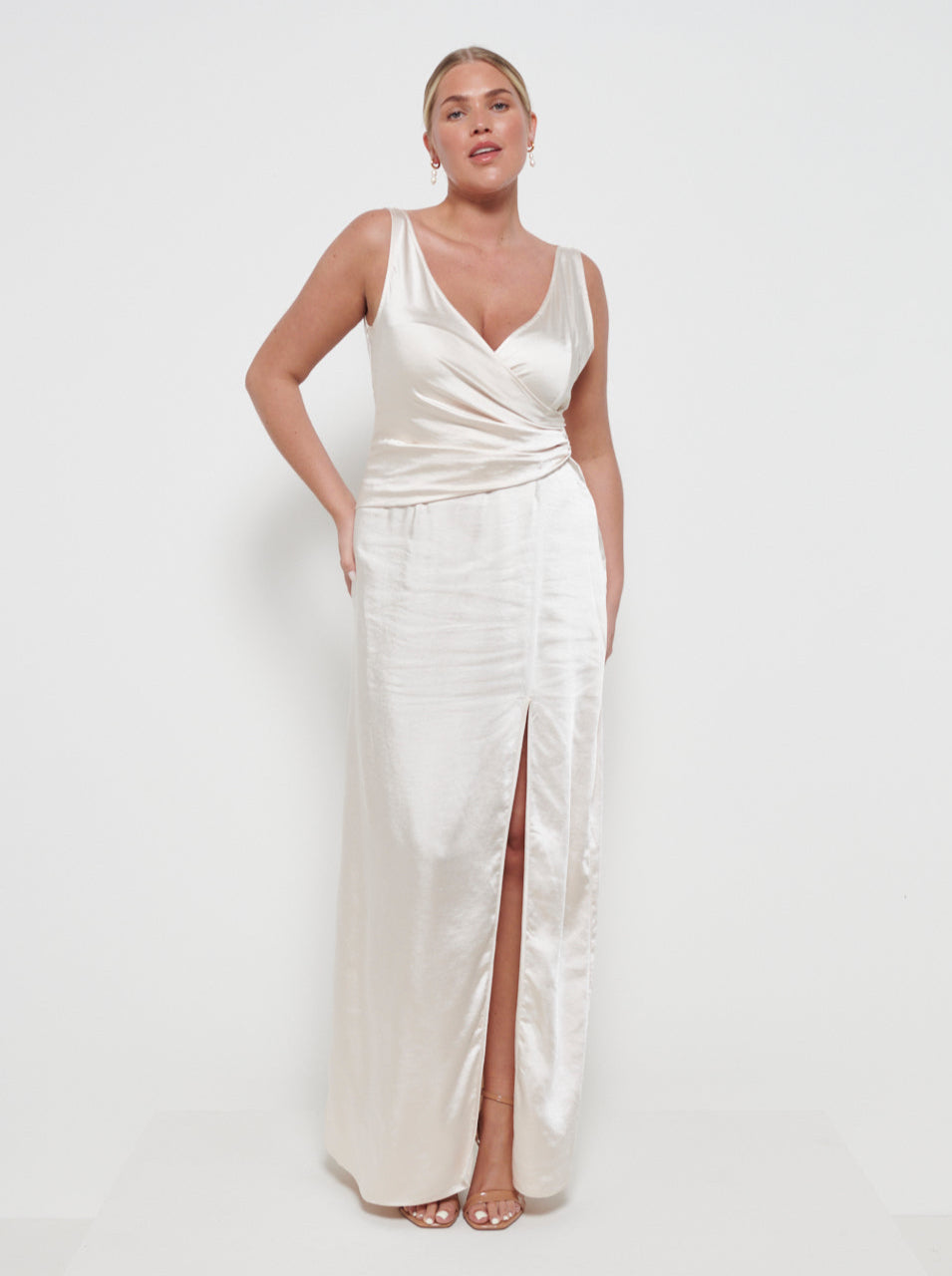Esmee Wrap Maxi Bridesmaid Dress - Matte Champagne