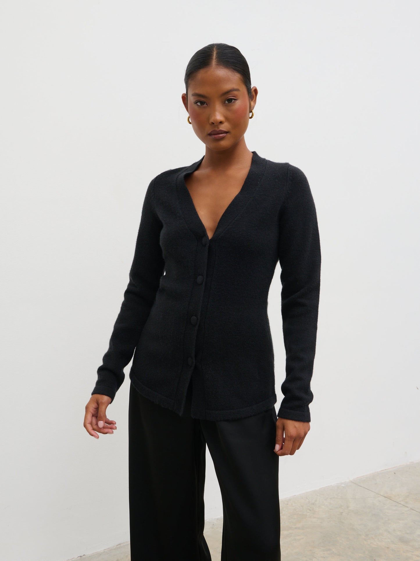 Gemma Longline Hourglass Knit Cardigan - Black