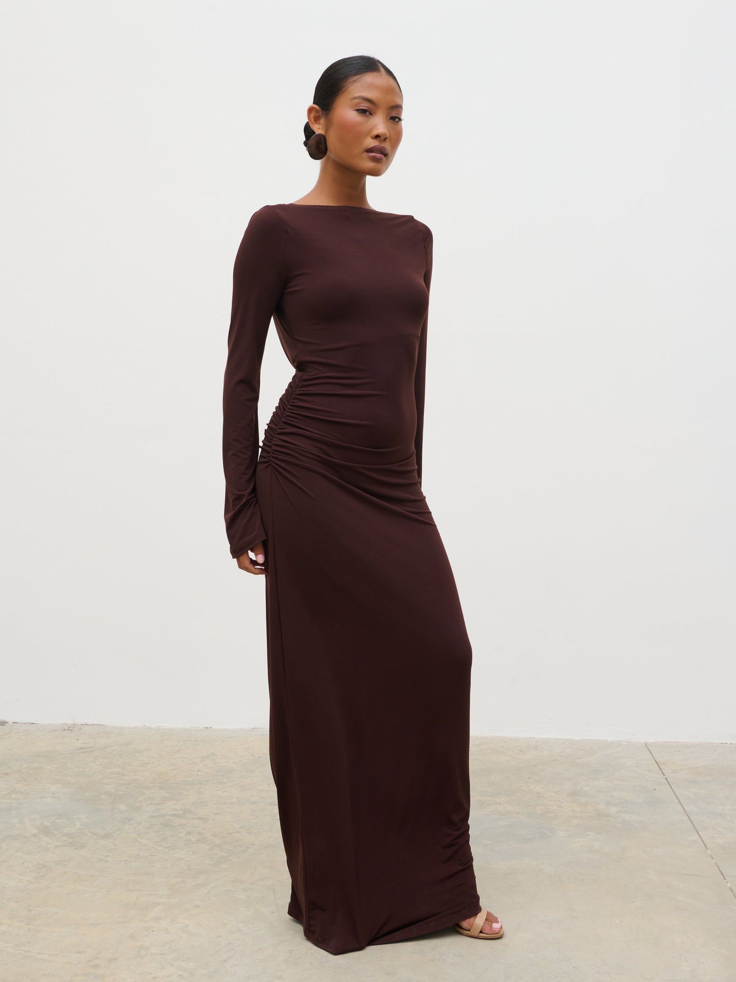 Hadley Cowl Back Jersey Maxi Dress - Brown