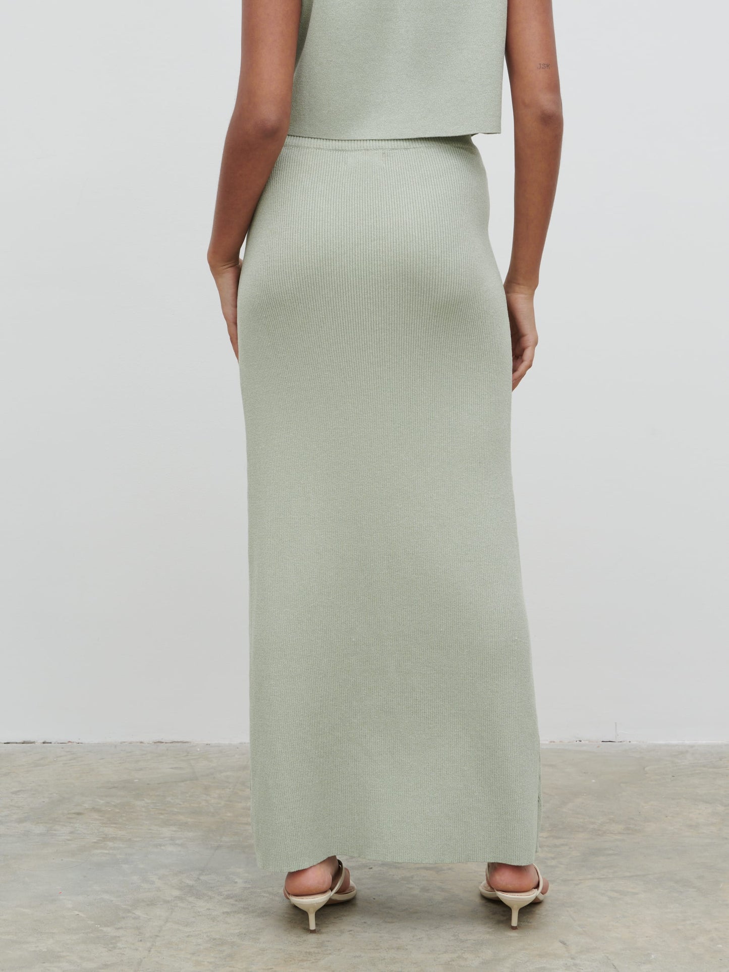 Jasmin Knit Maxi Skirt - Green Marl