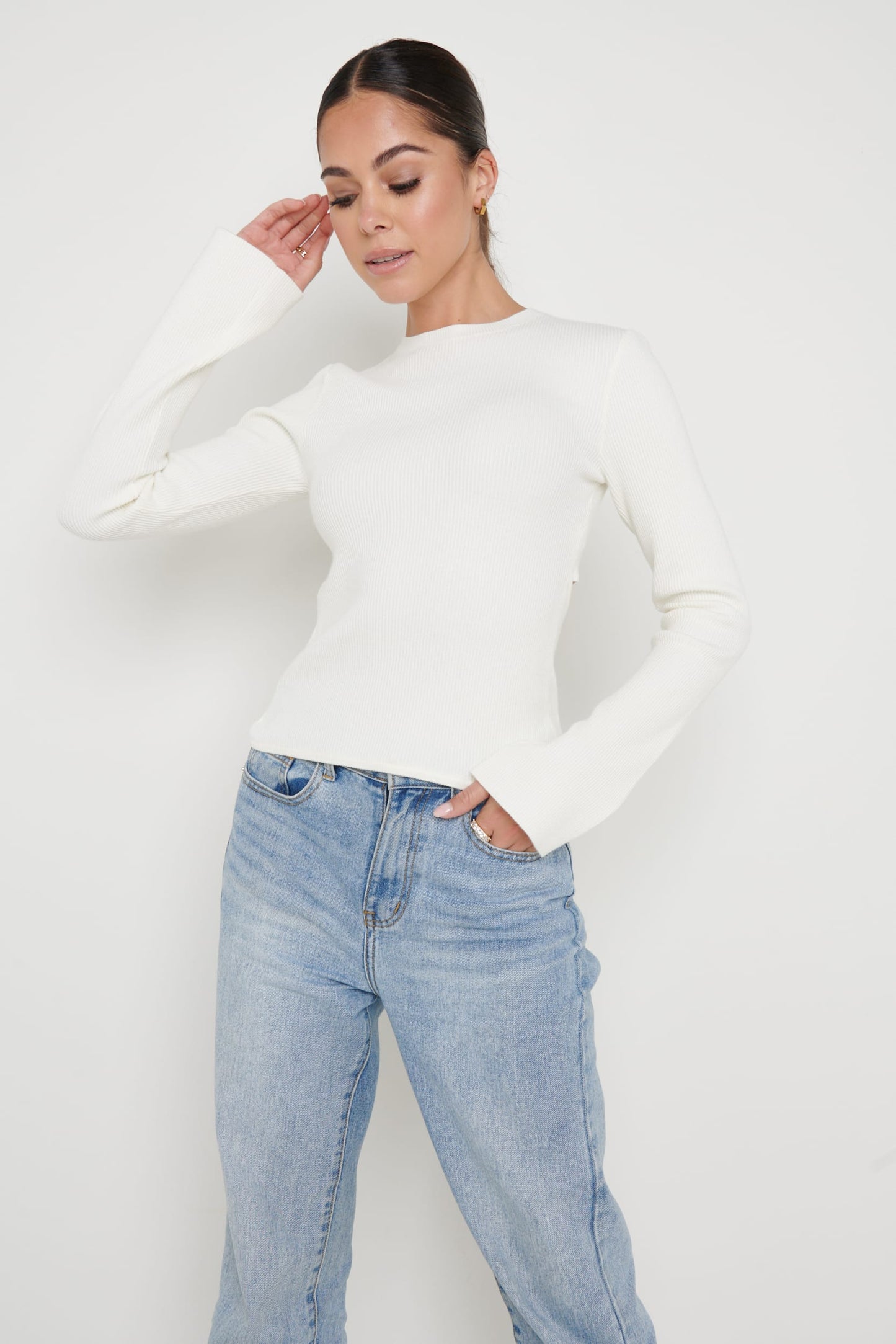 Jayla Tie Back Knit Top - Cream