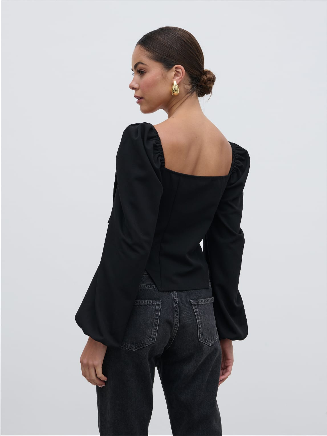 Jemima Exaggerated Bow Top - Black