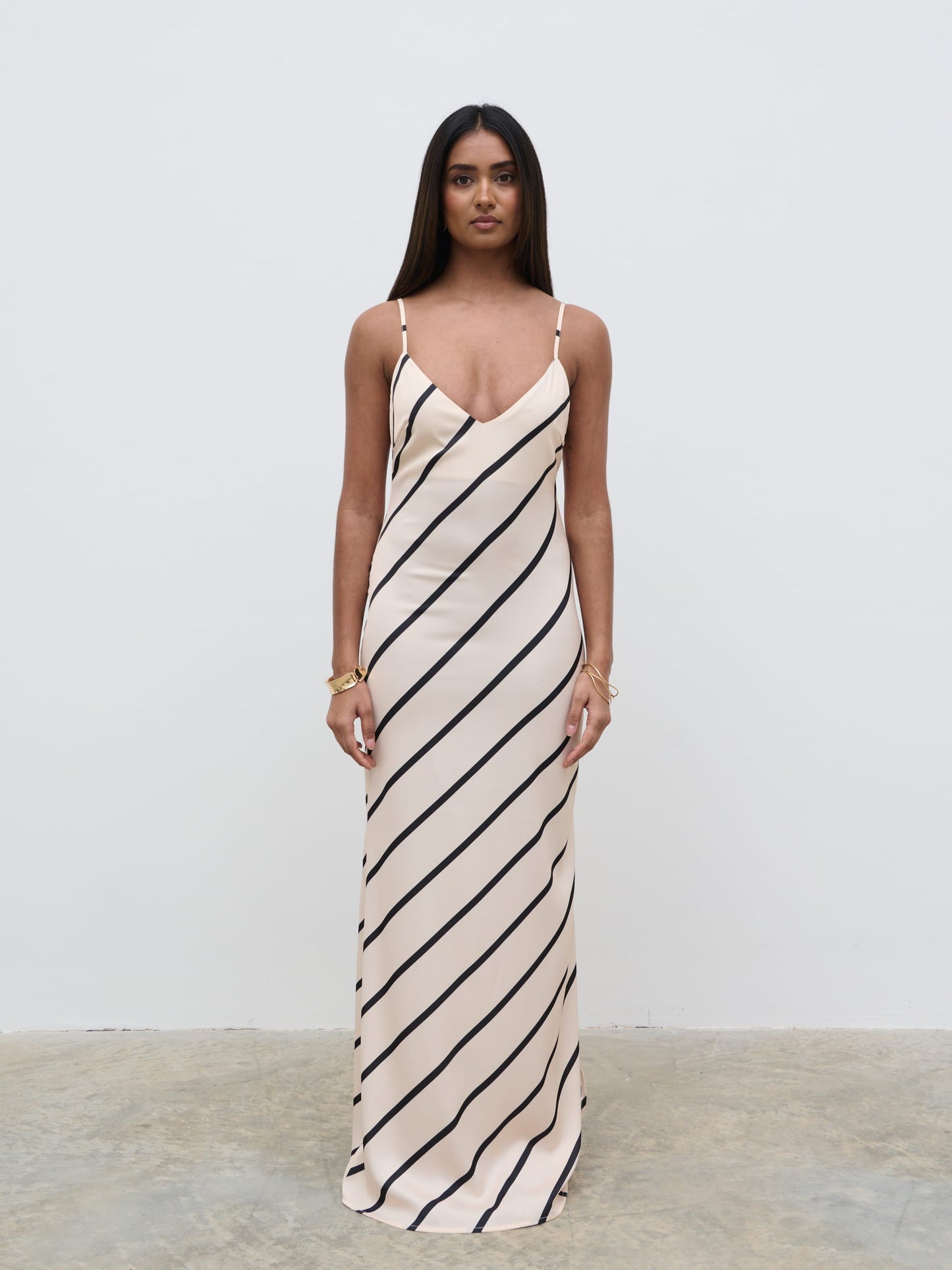 Jodina Maxi Dress - Asymmetric Stripe