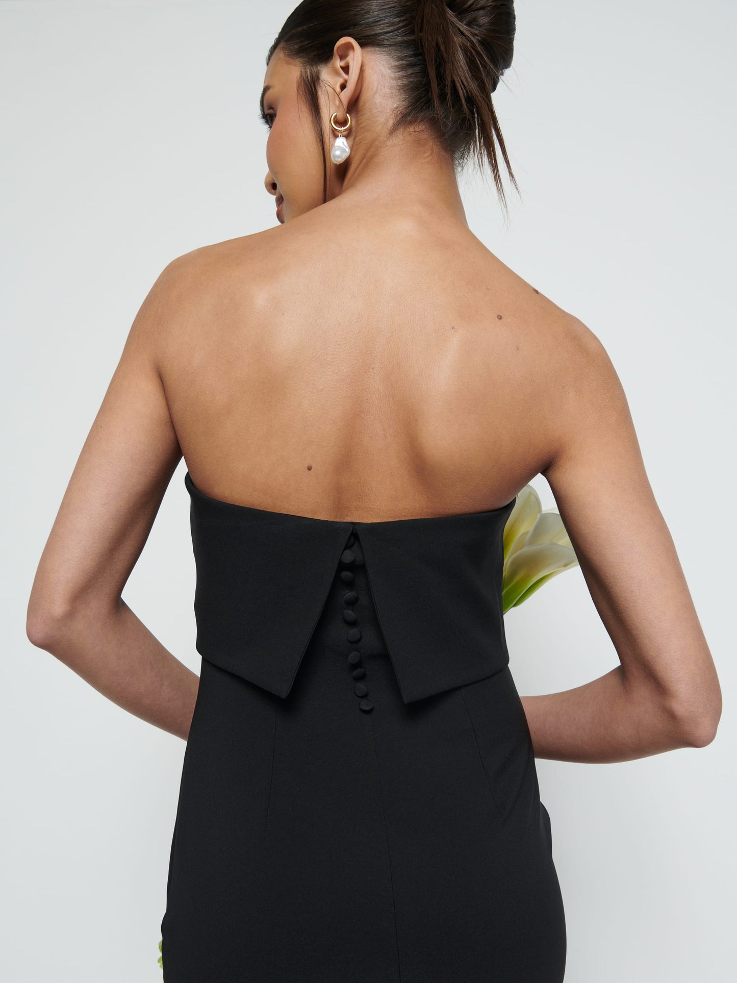 Julia Strapless Crepe Maxi Bridesmaid Dress - Black