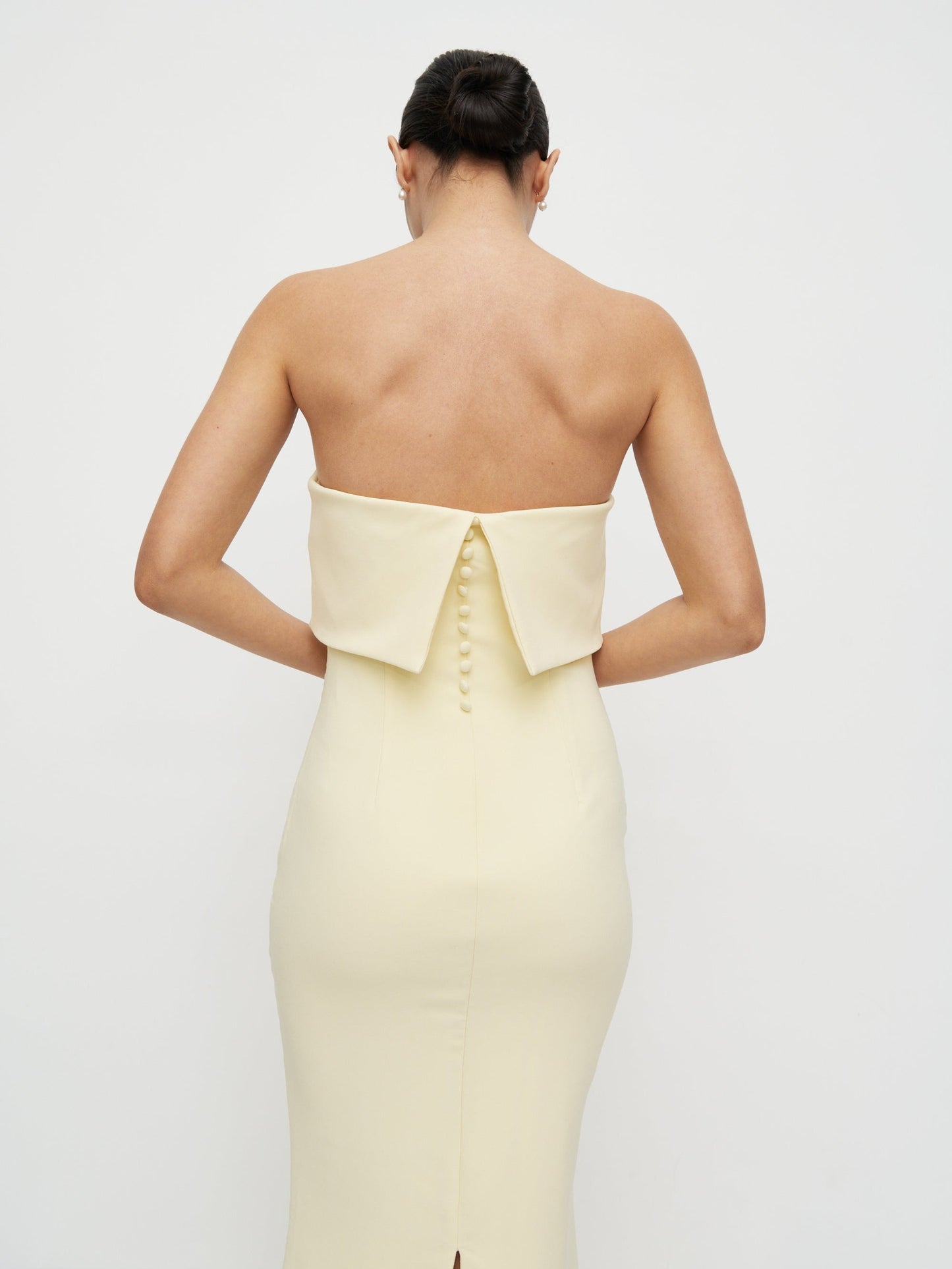 Julia Strapless Crepe Maxi Dress - Lemon