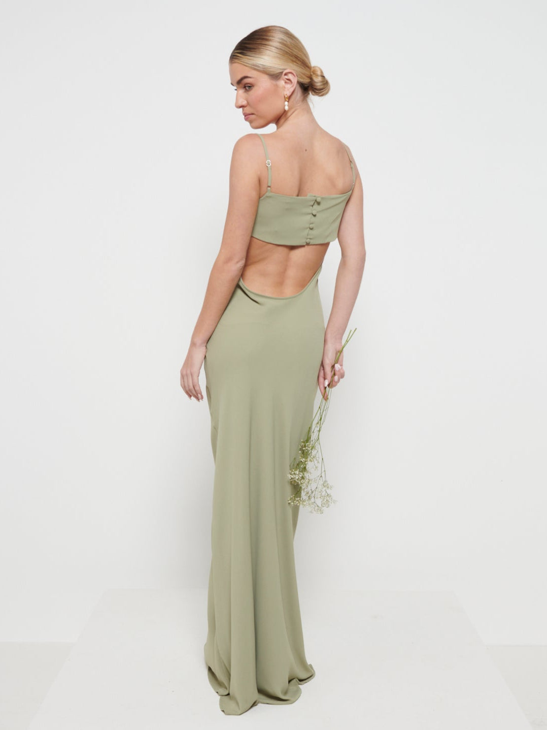 Keisha Chiffon Maxi Bridesmaid Dress - Olive