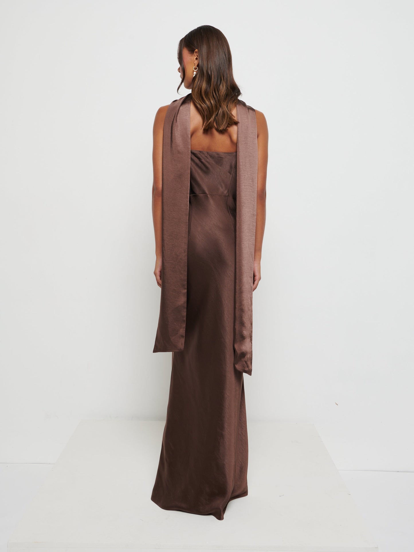 Keisha Scarf Maxi Bridesmaid Dress - Chocolate