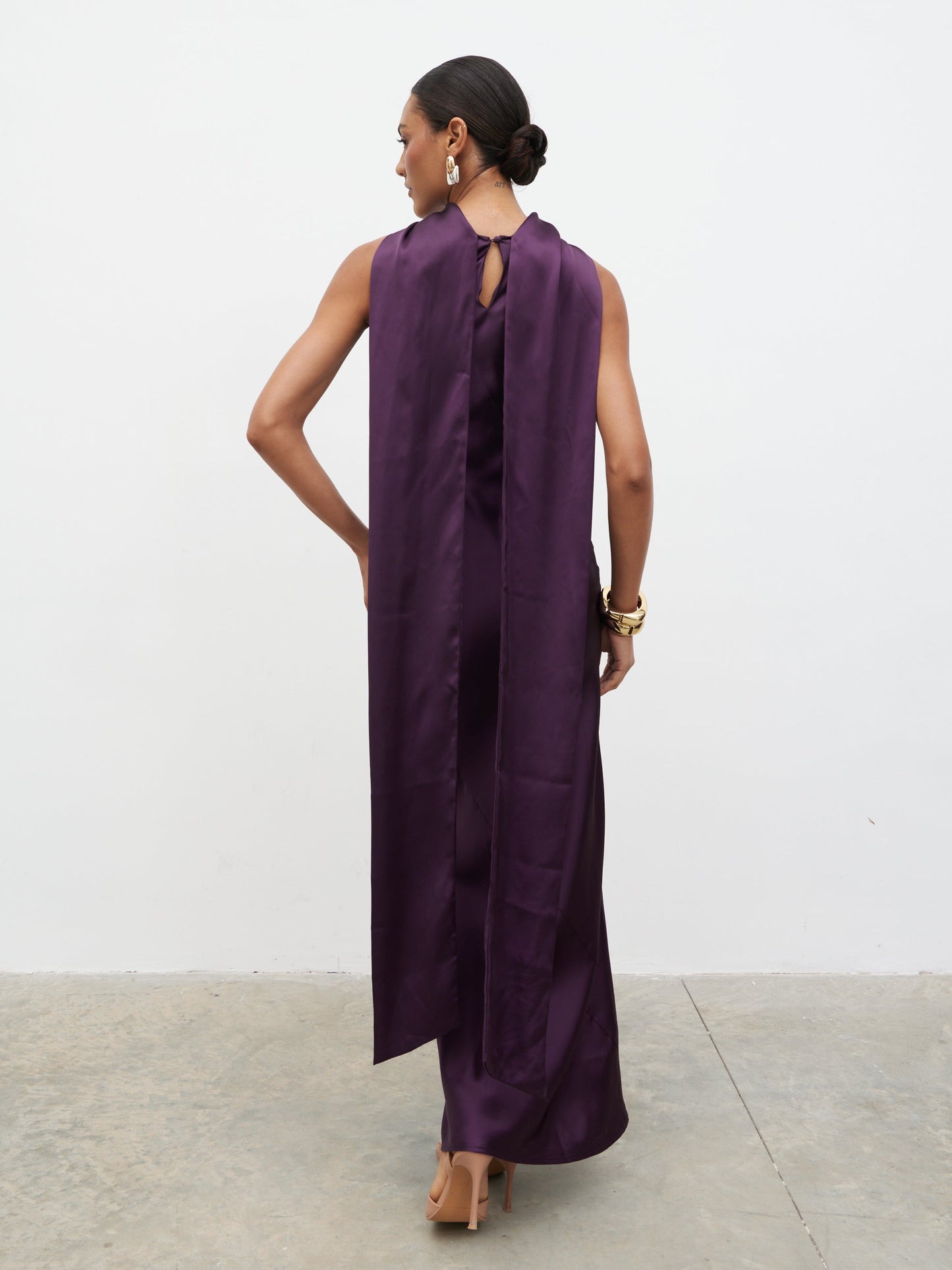 Lethe Drape Scarf Maxi Dress - Dark Grape