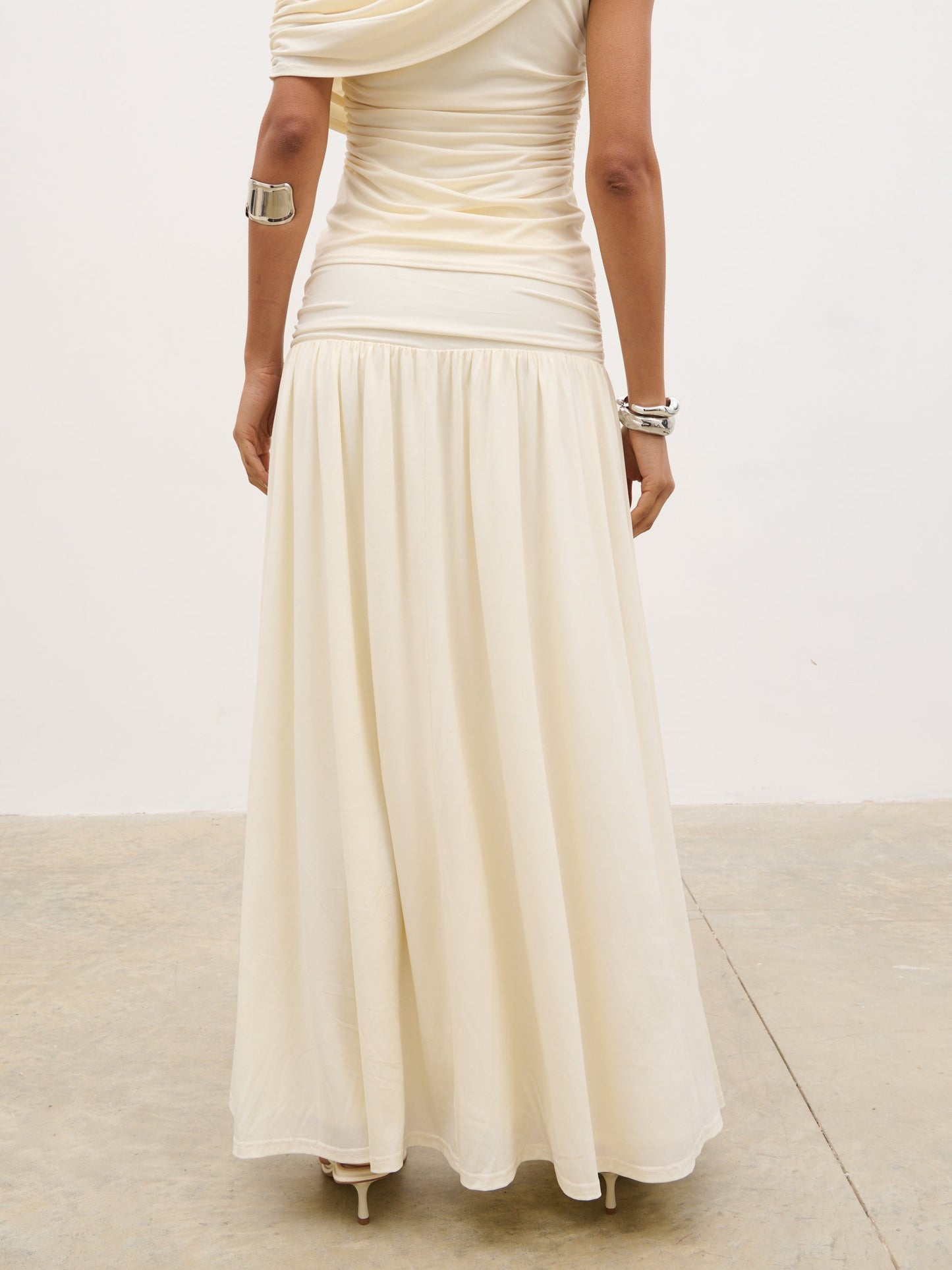 Lydia Ruched Jersey Skirt - Cream