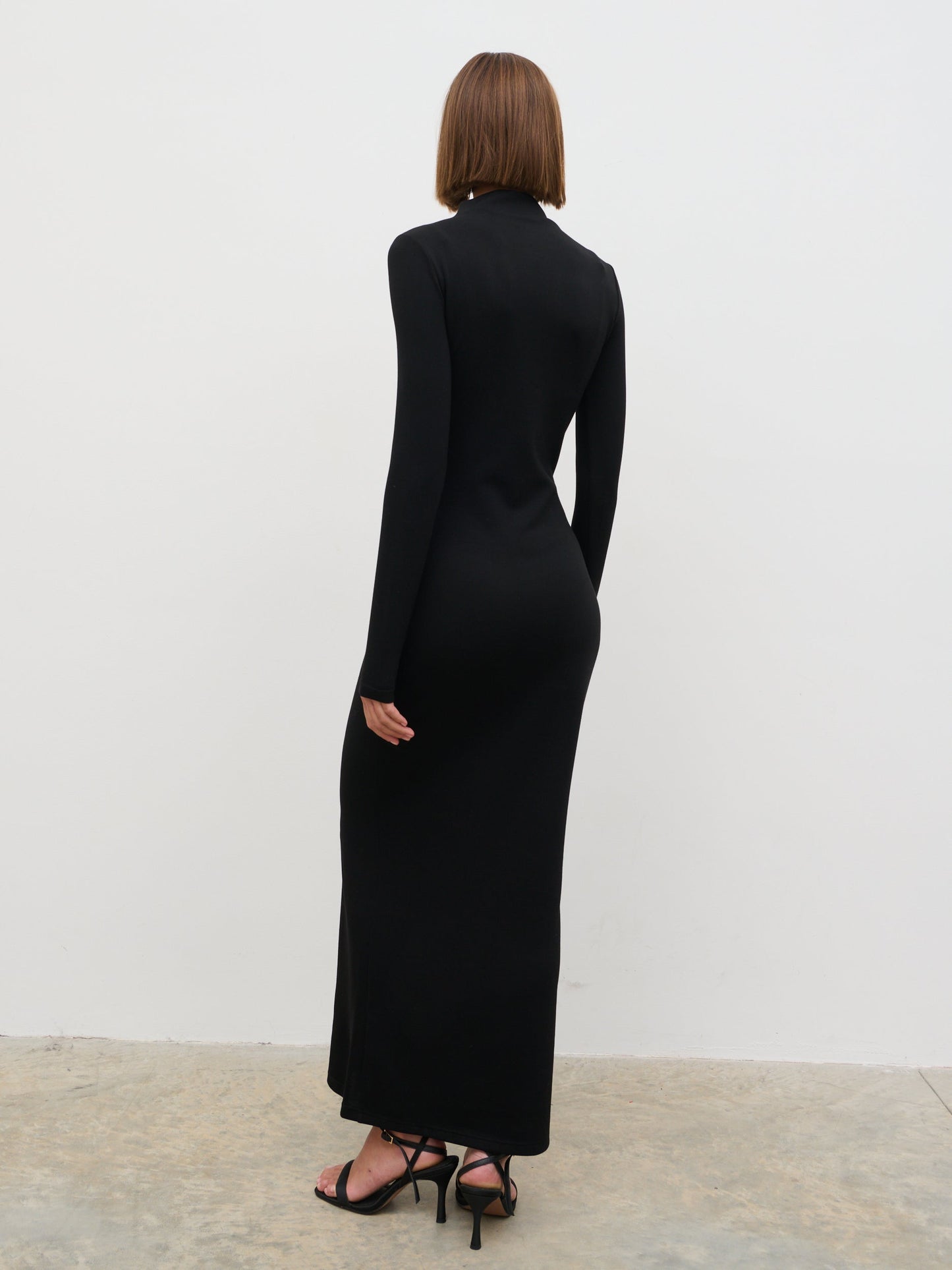 Mabel High Neck Jersey Maxi Dress - Black