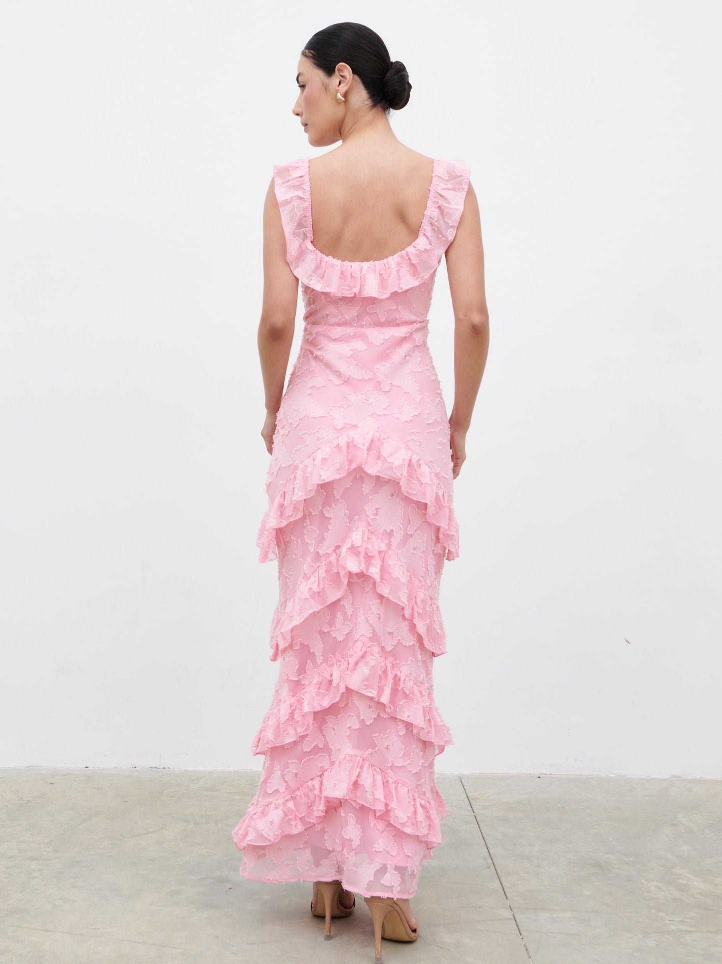 Novie Ruffle Maxi Dress - Posie Pink