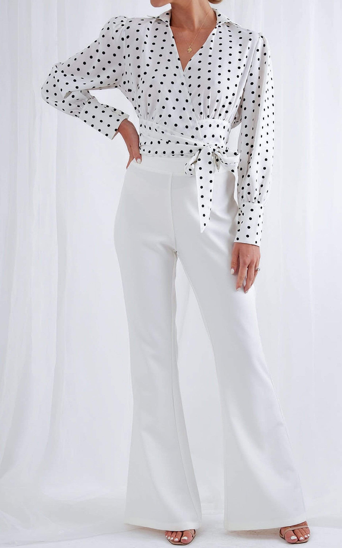 Aiden Wrap Blouse - Polka Dot