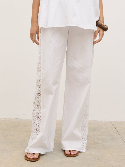 Rae Crochet Detail Trousers - White