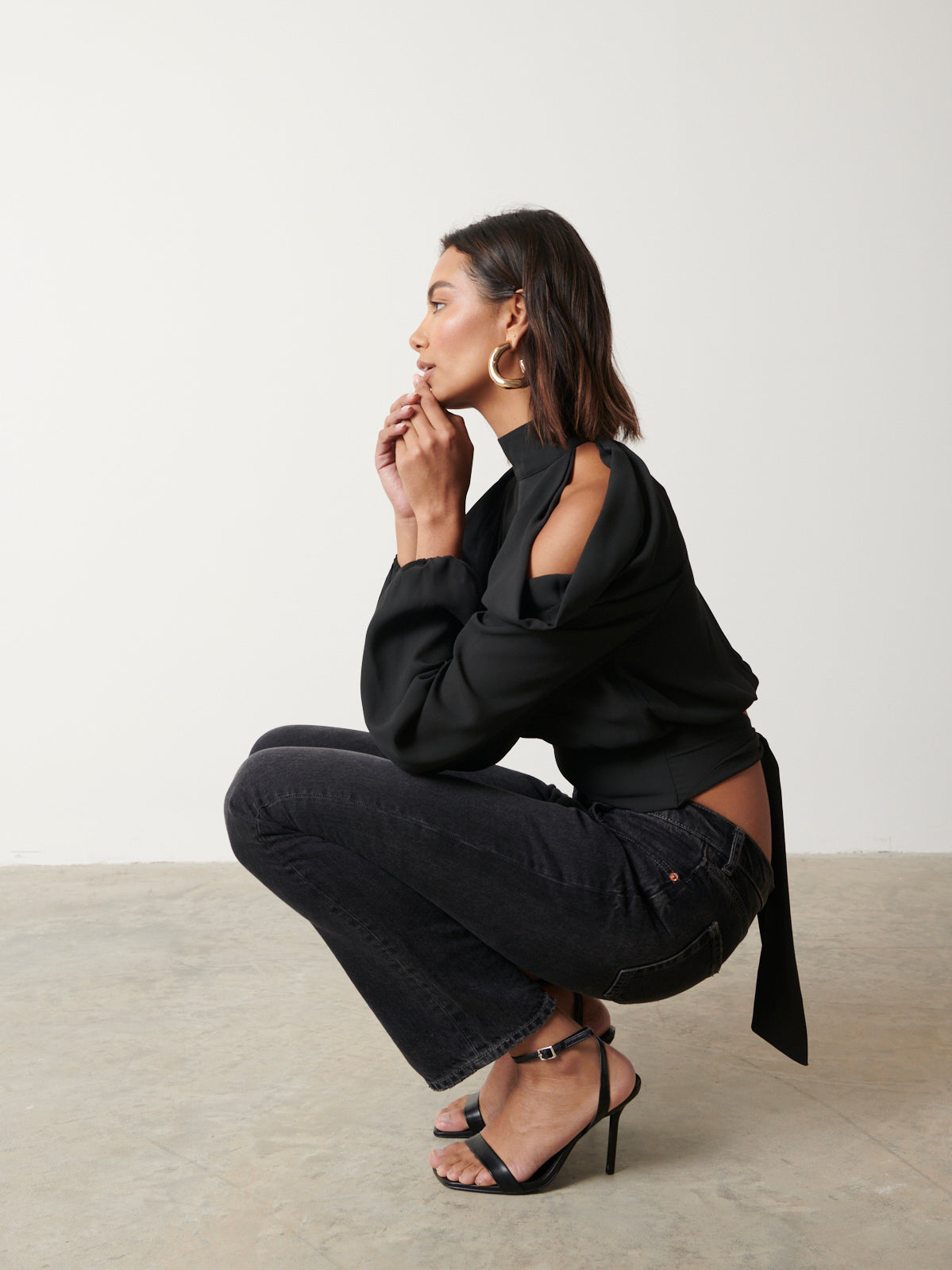Selena Cold Shoulder Top - Black
