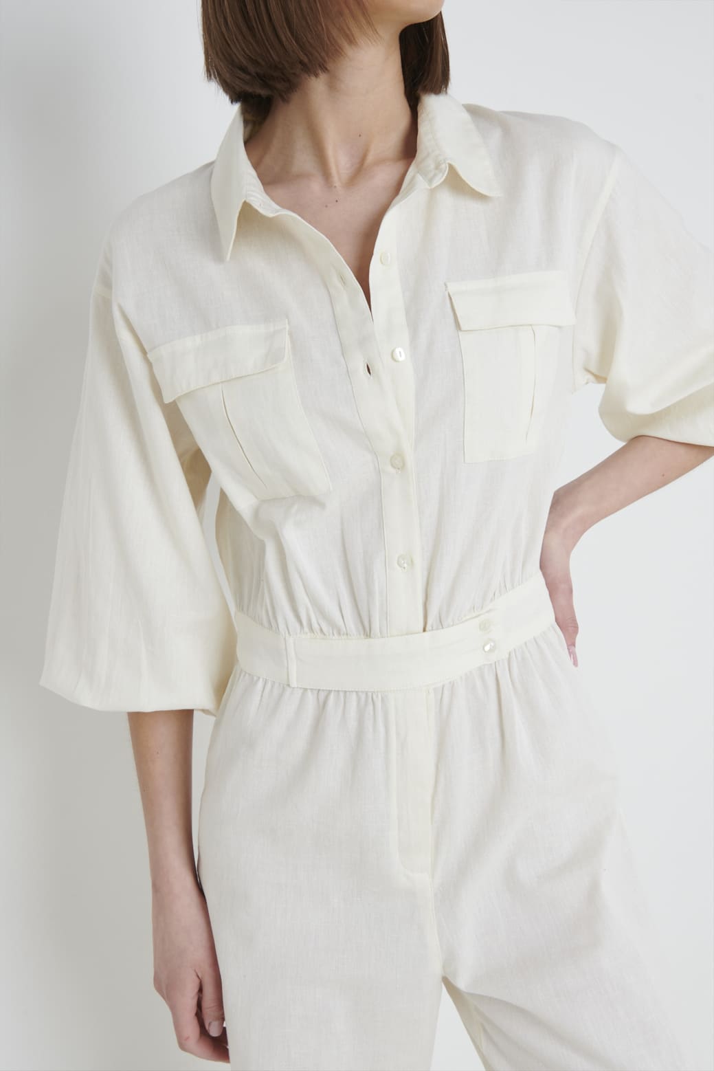 Shona Collared Jumpsuit - Stone