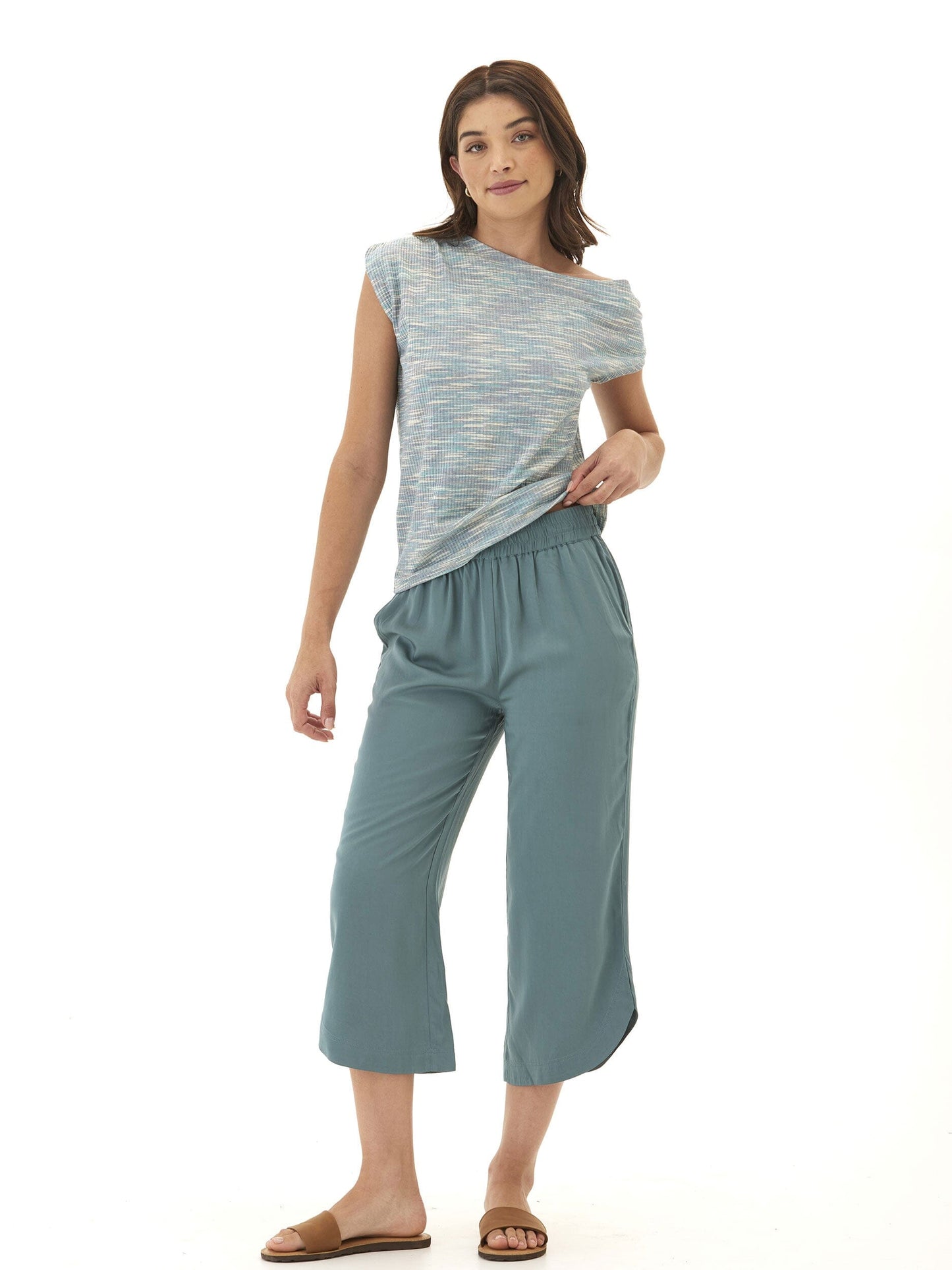 Leoni Off-Shoulder Marble Rib Top