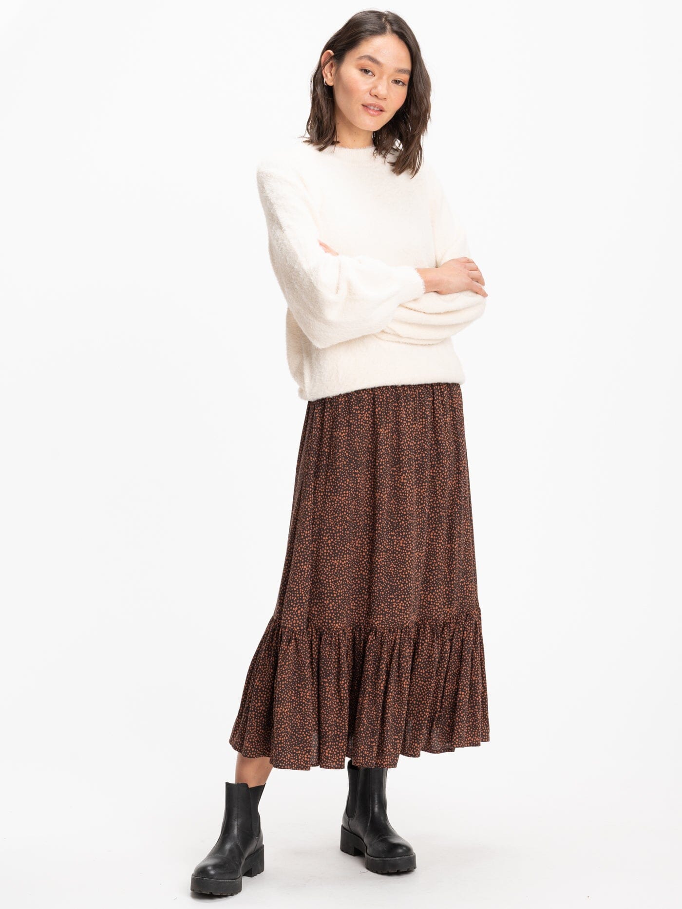 Clara Fuzzy Pullover Crew Neck Sweater