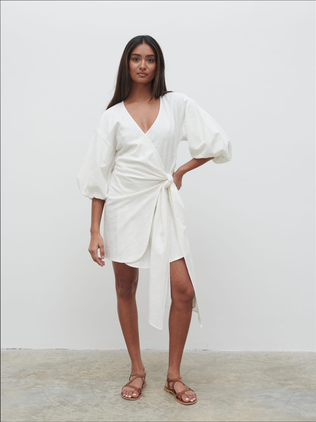 Tamara Wrap Mini Dress - Cream