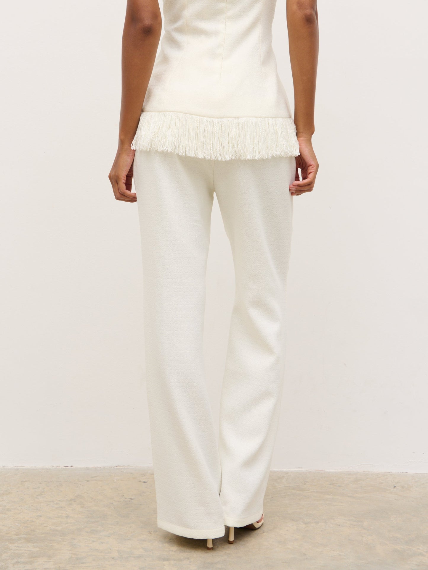 Verona Tweed Straight Leg Trousers - Cream