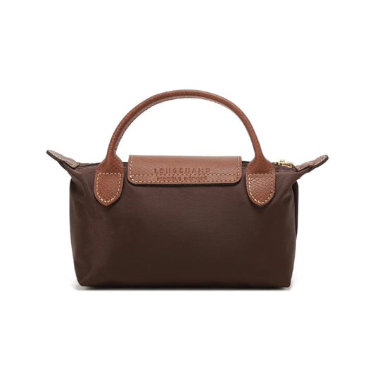 Le Pliage Original Pouch with handle Ebony Brown - Recycled canvas