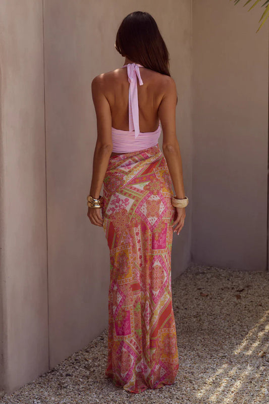 ALEXIS HALTER CUT OUT MAXI DRESS - CAVELLO PEACH
