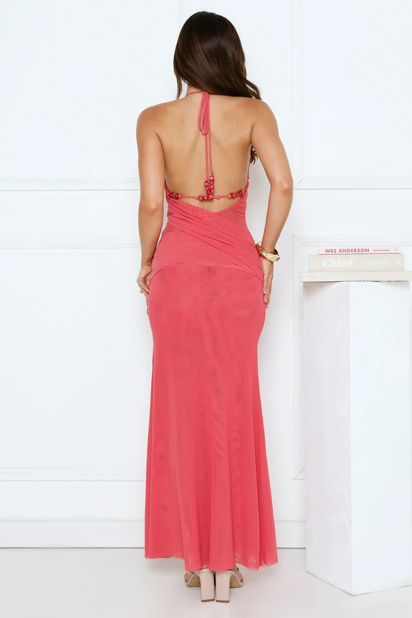 Cheeky Love Halter Maxi Dress Rose