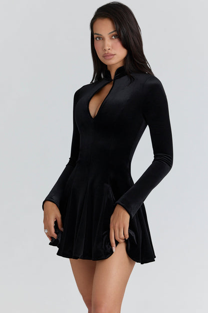 black velvet keyhole mini dress