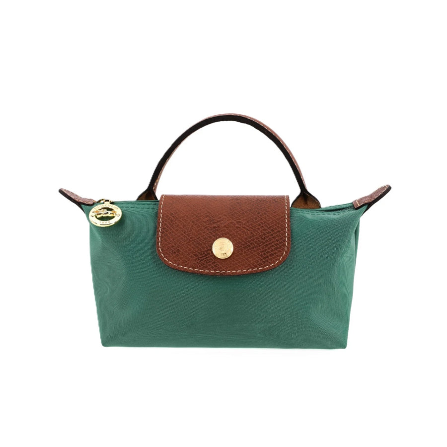 Le Pliage Original Pouch with handle Sage Green - Recycled canvas