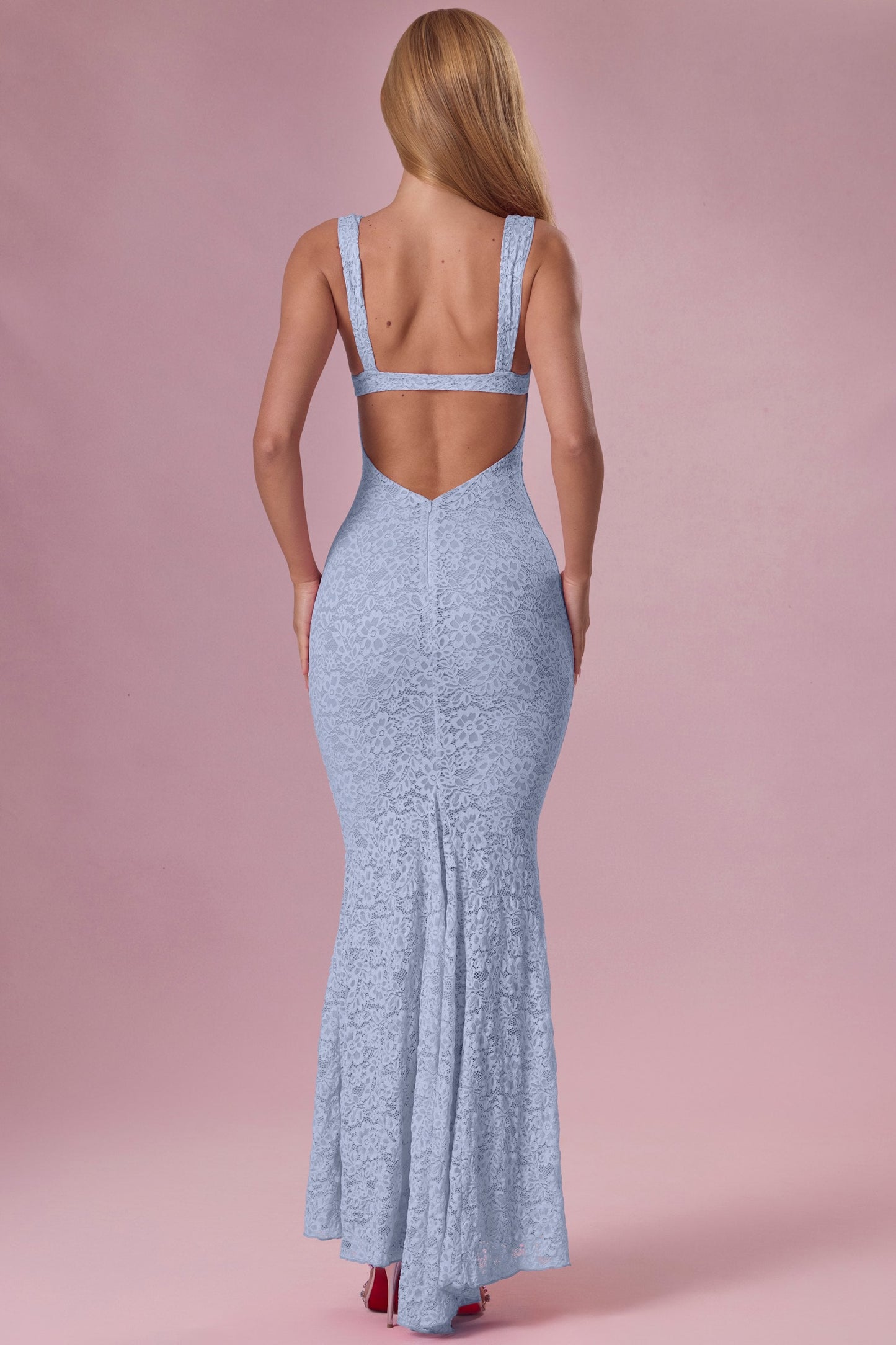 Lace Sweetheart-Neck Gown in Sky Blue
