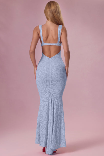 Lace Sweetheart-Neck Gown in Sky Blue