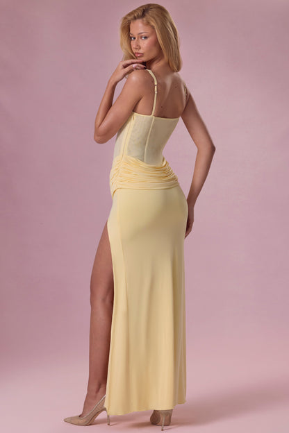 Mesh Draped Bridesmaid Dress in Butter