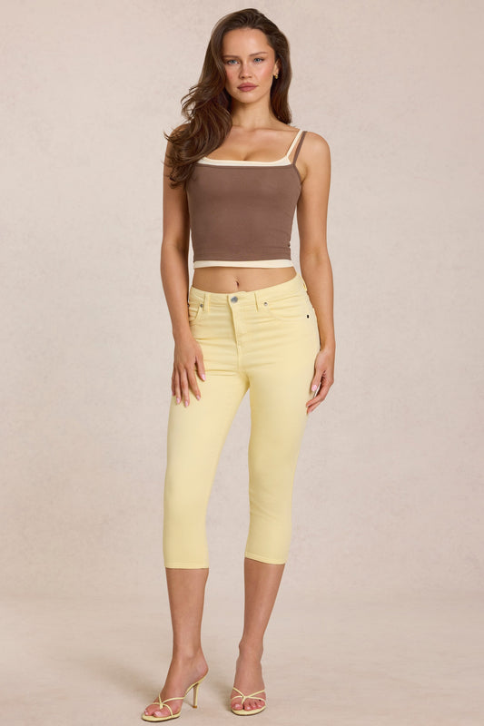 Mid-Rise Capri Jeans in Lemon Yellow