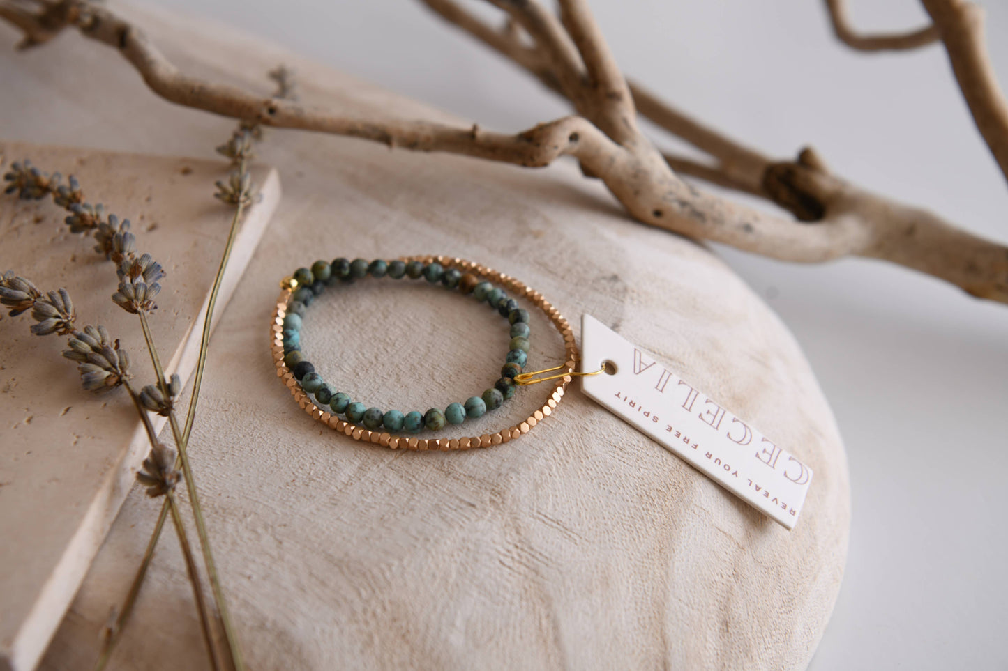 Gemstone Wrap Bracelet with Gold Beads