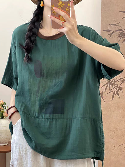 å¥³æ¬¾å¤å­£æ£è³ªå¤å­£ç¾½æ¯å°è±è¥¯è¡«