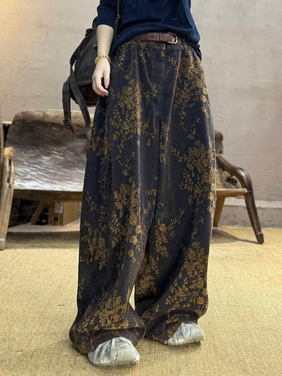 å¥³æ¬¾ç§å­£å¾©å¤è±æµç´æ£å¯¬è¤²