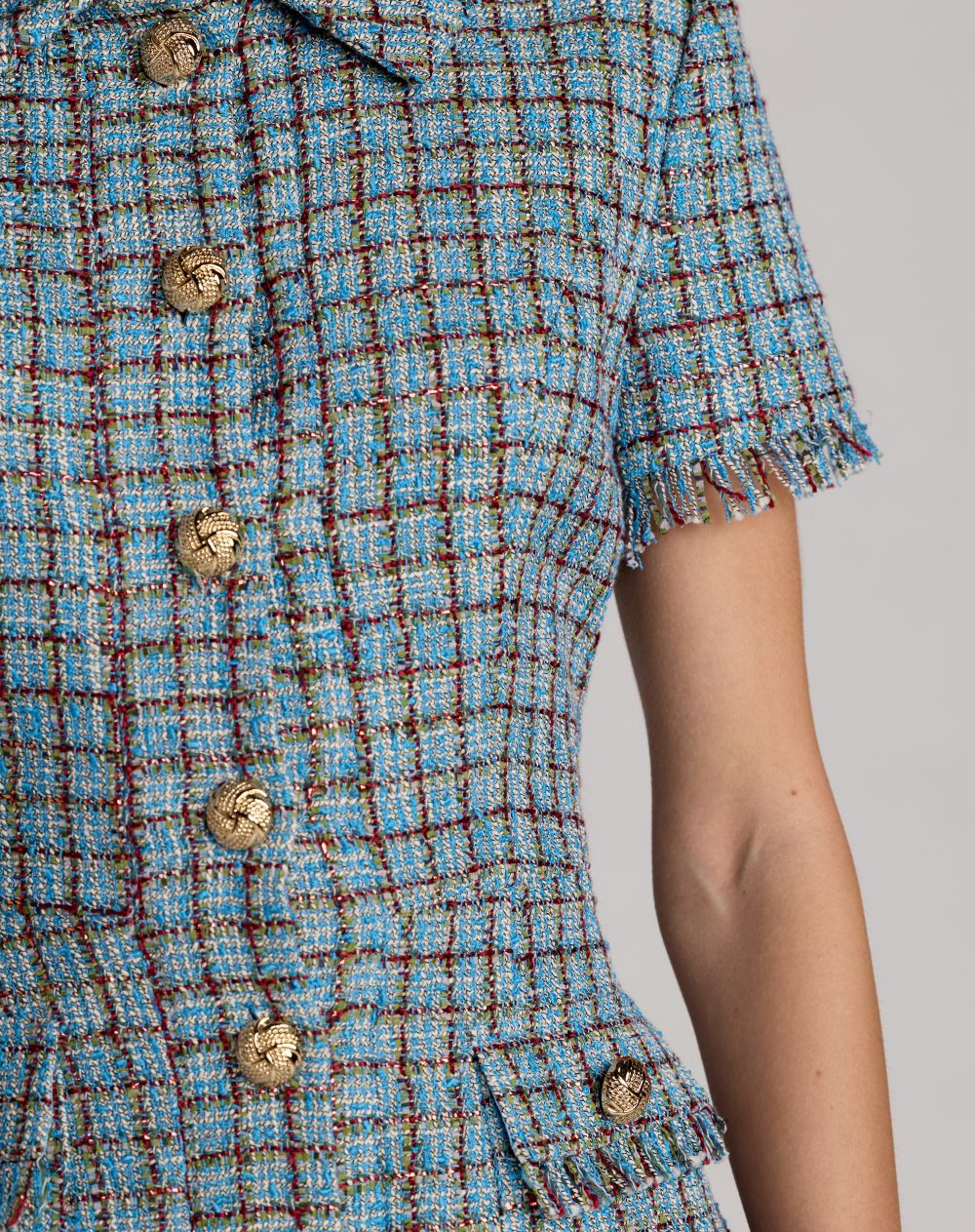 Blue Short Sleeve Collared Mini Dress